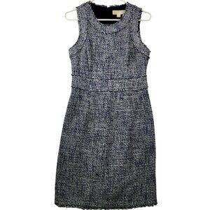 Michael Michael Kors Tweed Sleeveless Sheath Dress Blue White Zipper Size 4